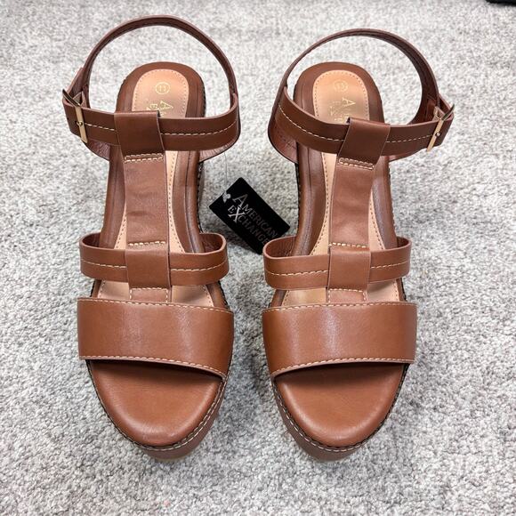 New! Beautiful Armani Exchange brown platform sandal size 11 - Picture 1 of 9
